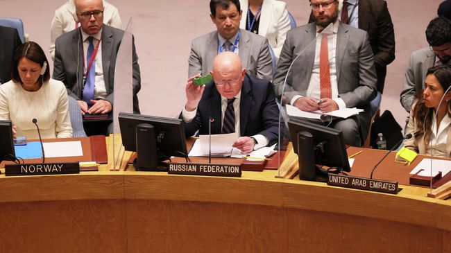 Постоянный представитель России  Василий Небензя на заседании Совбеза ООН. 24 августа 2022