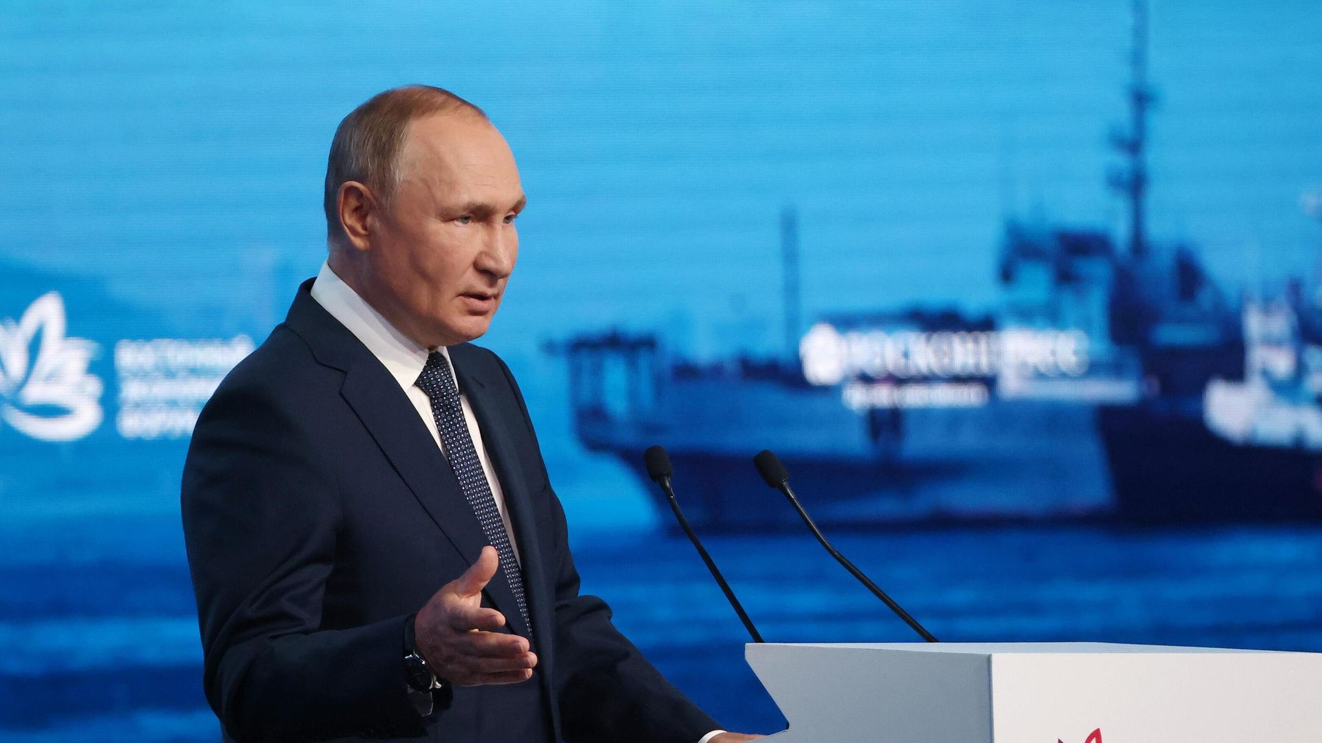Президент России Владимир Путин выступает на пленарном заседании VII Восточного экономического форума во Владивостоке Президент России Владимир Путин выступает на пленарном заседании VII Восточного экономического форума во Владивостоке - РИА Новости, 1920, 07.09.2022