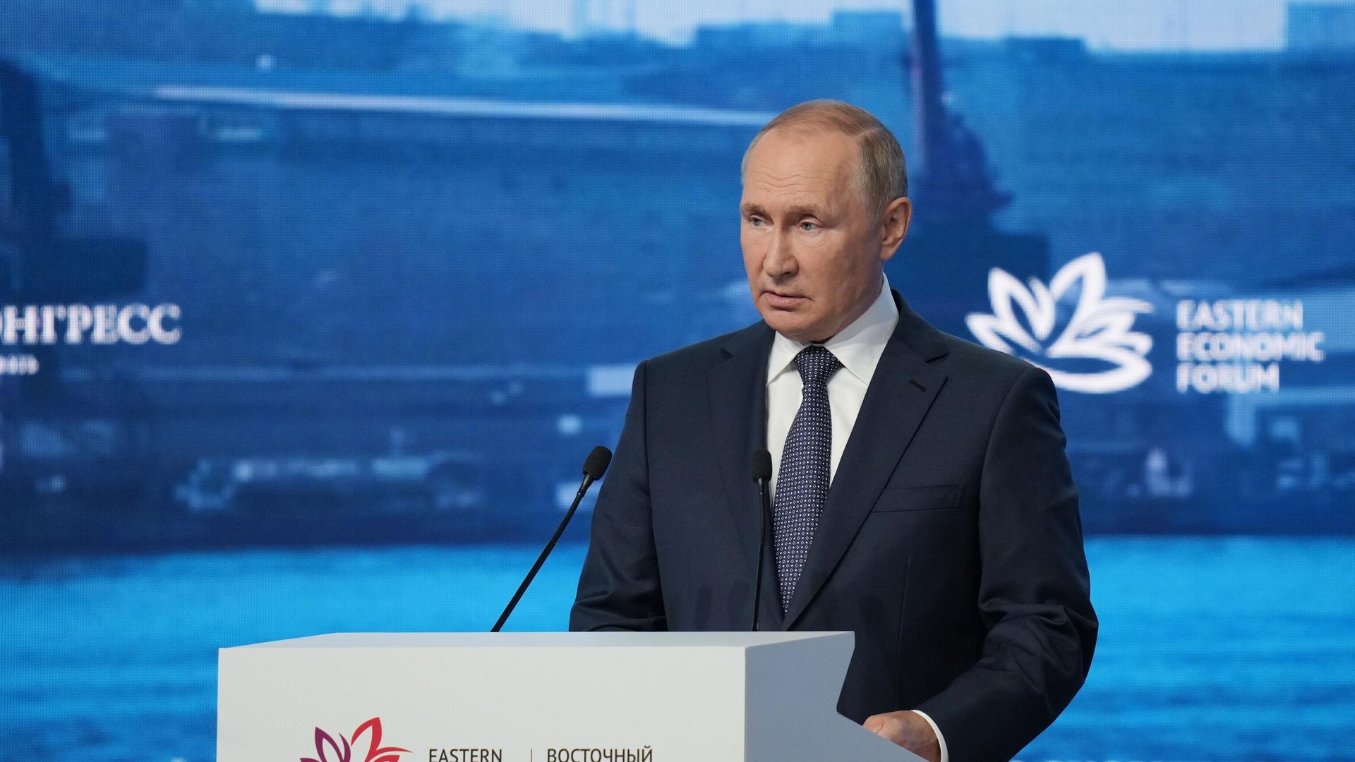Президент России Владимир Путин выступает на пленарном заседании VII Восточного экономического форума во Владивостоке Президент России Владимир Путин выступает на пленарном заседании VII Восточного экономического форума во Владивостоке - РИА Новости, 1920, 07.09.2022