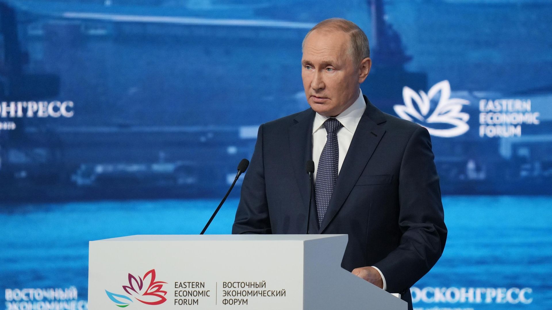 Президент России Владимир Путин выступает на пленарном заседании VII Восточного экономического форума во Владивостоке Президент России Владимир Путин выступает на пленарном заседании VII Восточного экономического форума во Владивостоке - РИА Новости, 1920, 08.09.2022