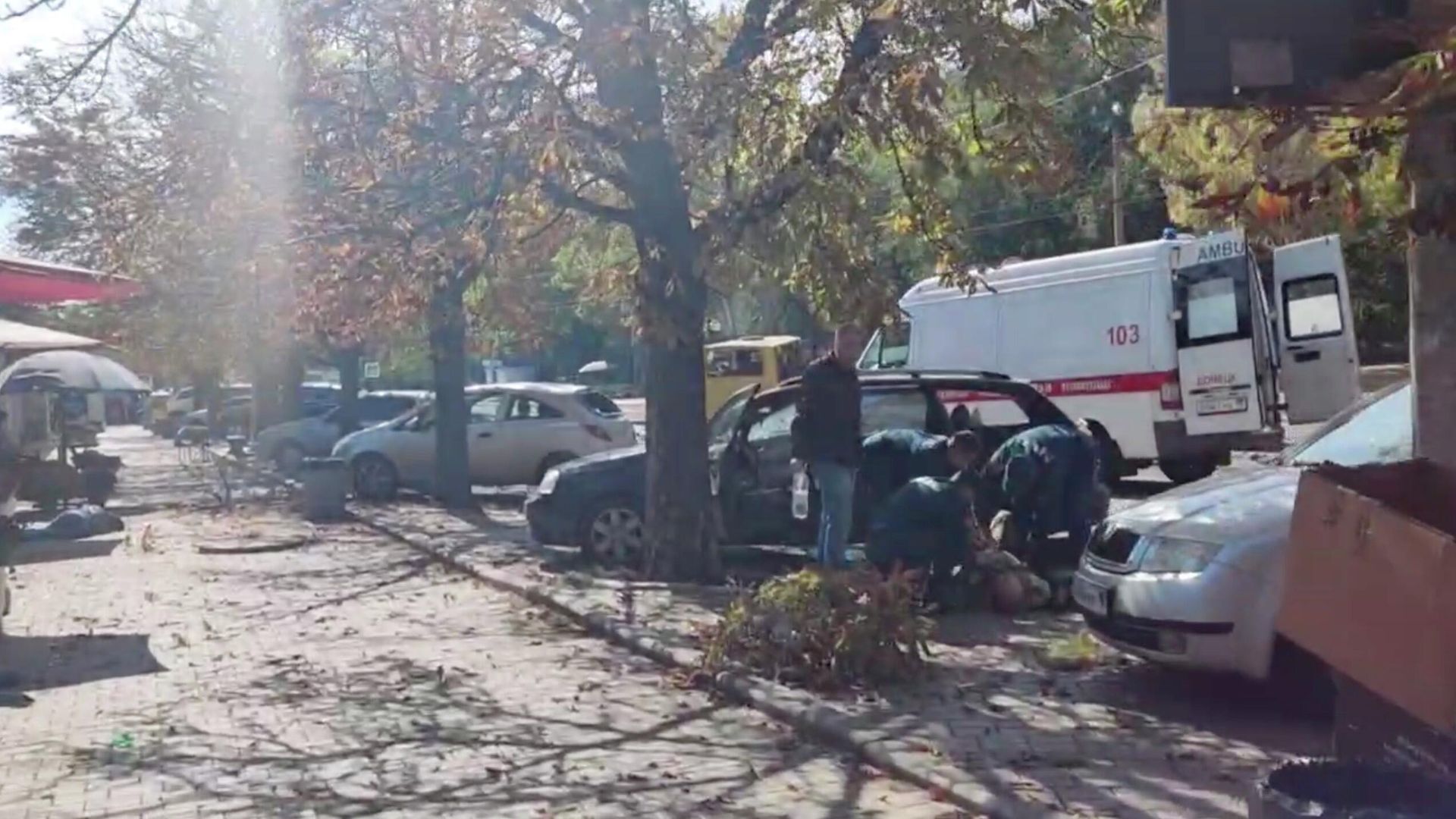 Последствия обстрела Донецка со стороны ВСУ. Кадр из видео очевидца Последствия обстрела Донецка со стороны ВСУ. Кадр из видео очевидца - РИА Новости, 1920, 22.09.2022
