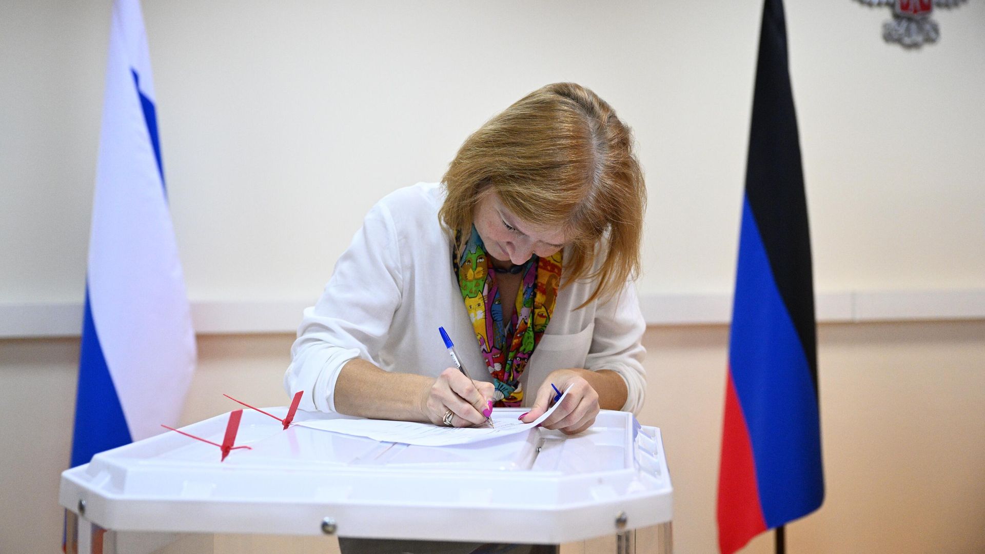 Член избирательной комиссии во время подсчета голосов по итогам референдума Член избирательной комиссии во время подсчета голосов по итогам референдума - РИА Новости, 1920, 28.09.2022