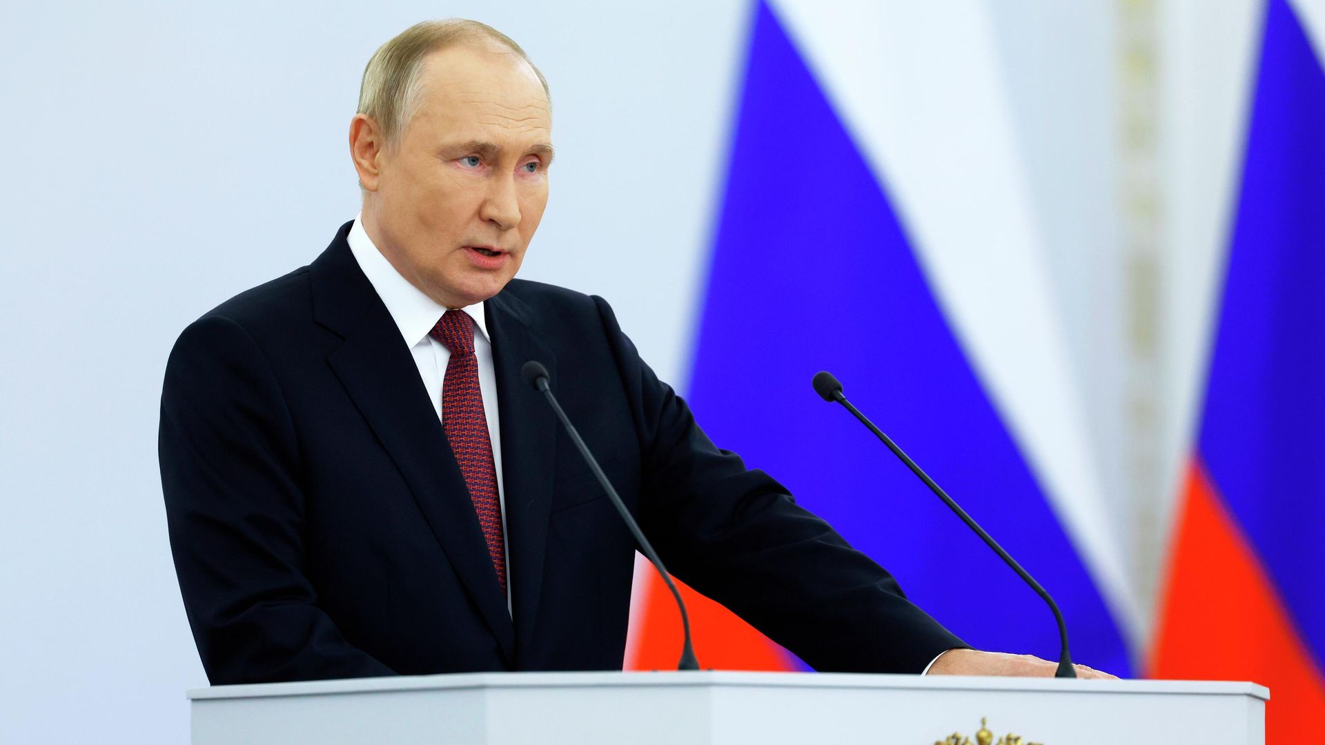 Президент России Владимир Путин выступает на церемонии подписания договоров о вхождении в Российскую Федерацию ДНР, ЛНР, Запорожской и Херсонской областей Президент России Владимир Путин выступает на церемонии подписания договоров о вхождении в Российскую Федерацию ДНР, ЛНР, Запорожской и Херсонской областей - РИА Новости, 1920, 30.09.2022