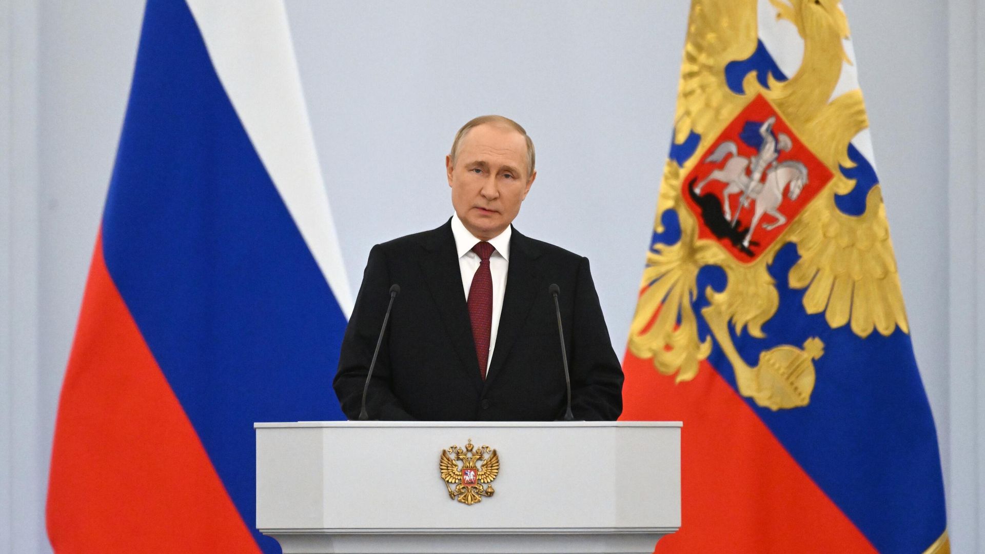 Президент Владимир Путин на церемонии подписания договоров о вхождении в Россию ДНР, ЛНР, Запорожской и Херсонской областей в Кремле Президент Владимир Путин на церемонии подписания договоров о вхождении в Россию ДНР, ЛНР, Запорожской и Херсонской областей в Кремле - РИА Новости, 1920, 03.10.2022