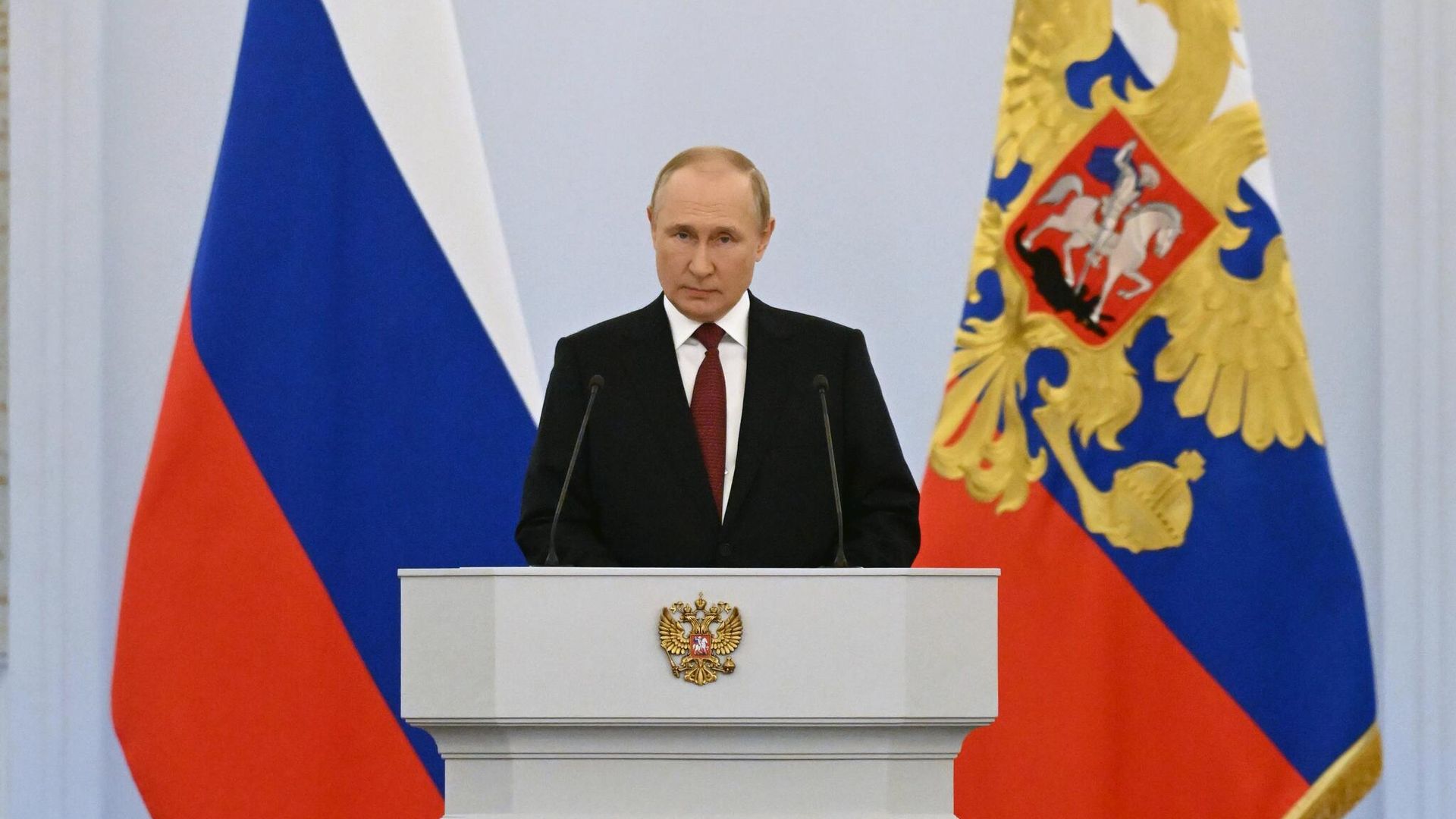 Президент России Владимир Путин выступает на церемонии подписания договоров о вхождении в Российскую Федерацию Донецкой и Луганской народных республик, Запорожской и Херсонской областей в Кремле Президент России Владимир Путин выступает на церемонии подписания договоров о вхождении в Российскую Федерацию Донецкой и Луганской народных республик, Запорожской и Херсонской областей в Кремле - РИА Новости, 1920, 02.10.2022