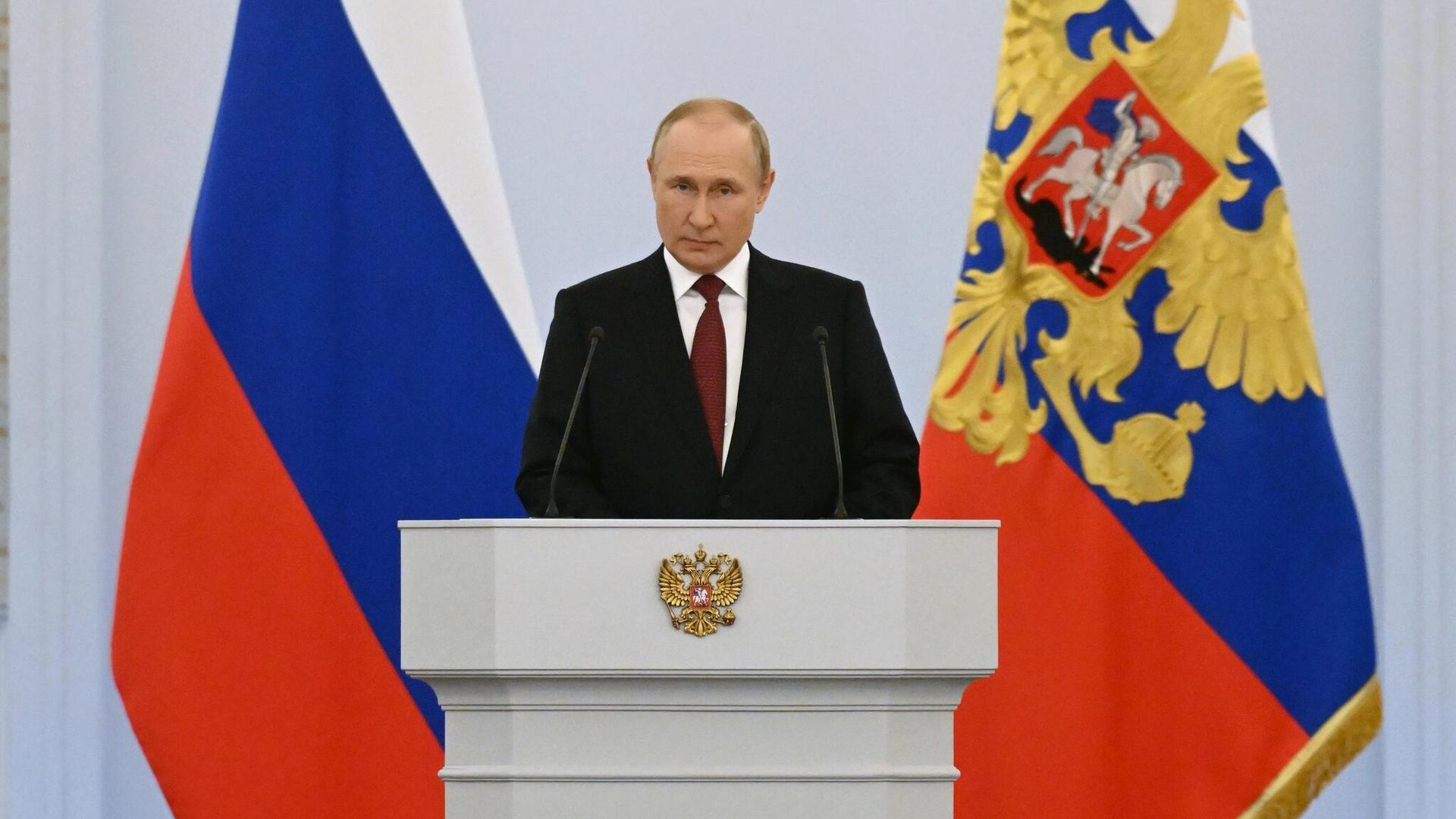 Президент России Владимир Путин выступает на церемонии подписания договоров о вхождении в Российскую Федерацию Донецкой и Луганской народных республик, Запорожской и Херсонской областей в Кремле Президент России Владимир Путин выступает на церемонии подписания договоров о вхождении в Российскую Федерацию Донецкой и Луганской народных республик, Запорожской и Херсонской областей в Кремле - РИА Новости, 1920, 02.10.2022