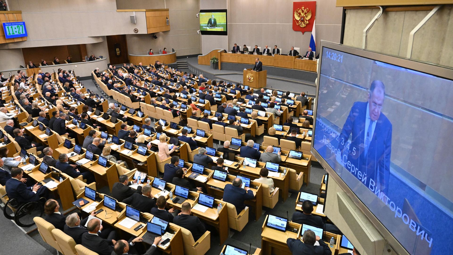 Министр иностранных дел РФ Сергей Лавров выступает на внеплановом пленарном заседании Государственной Думы РФ Министр иностранных дел РФ Сергей Лавров выступает на внеплановом пленарном заседании Государственной Думы РФ - РИА Новости, 1920, 03.10.2022