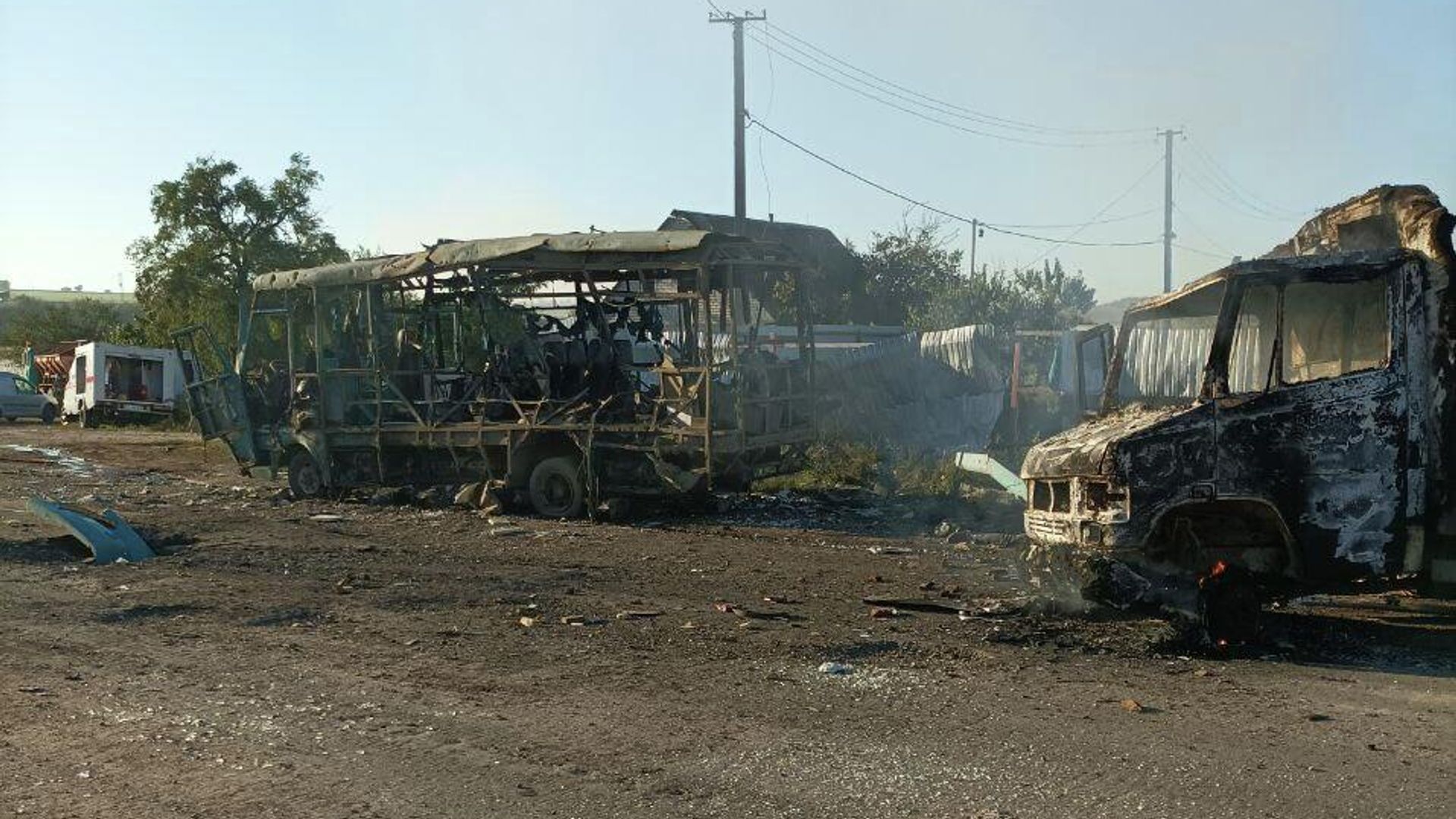Место удара по автобусу у Дарьевского моста в Херсонской области Место удара по автобусу у Дарьевского моста в Херсонской области - РИА Новости, 1920, 07.10.2022