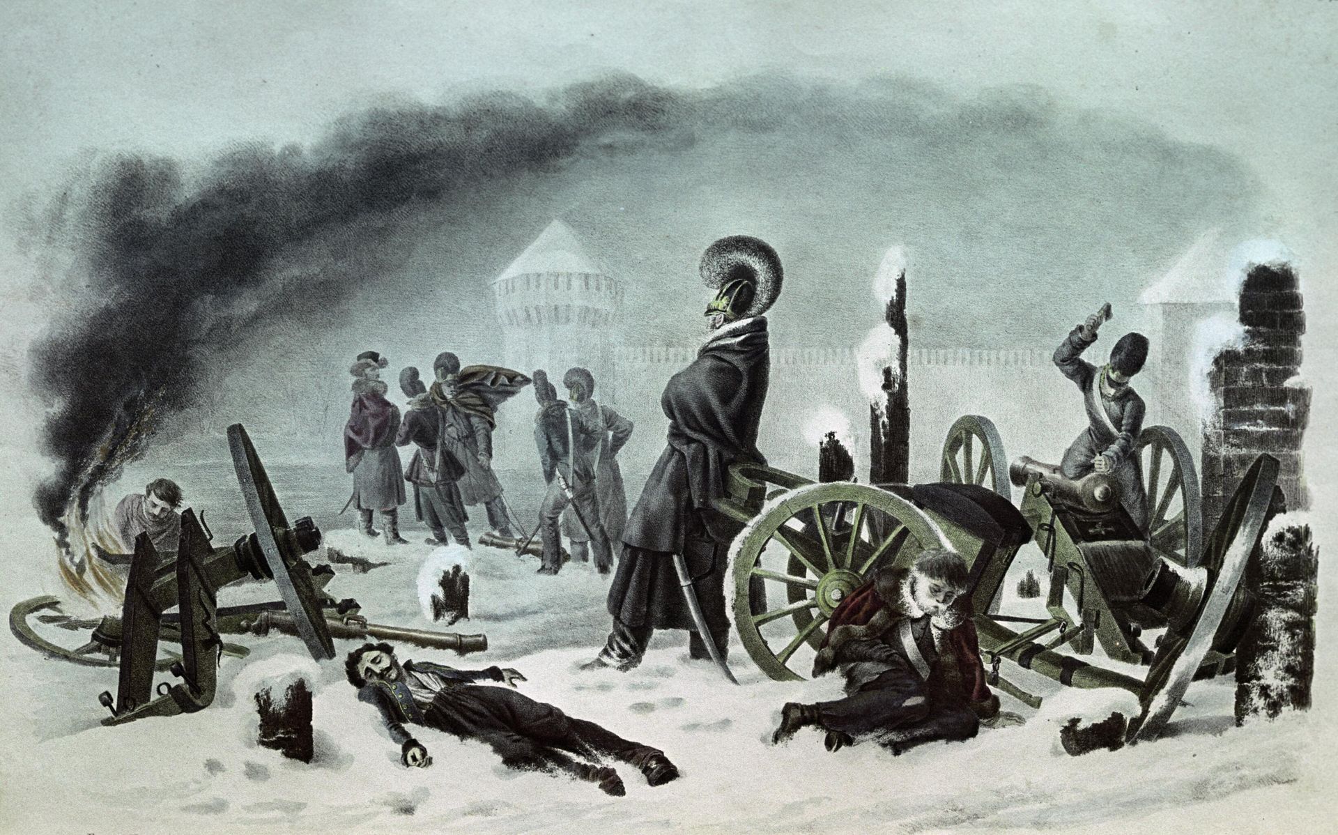 Репродукция рисунка Французские войска в Смоленске 28 октября 1812 года - РИА Новости, 1920, 25.09.2025