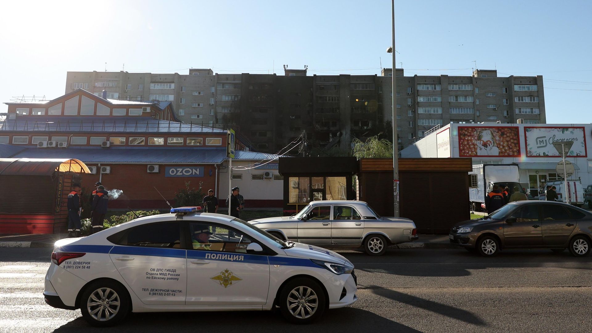 Многоэтажный дом, поврежденный в результате крушения сверхзвукового истребителя-бомбардировщика Су-34 в Ейске Многоэтажный дом, поврежденный в результате крушения сверхзвукового истребителя-бомбардировщика Су-34 в Ейске - РИА Новости, 1920, 18.10.2022