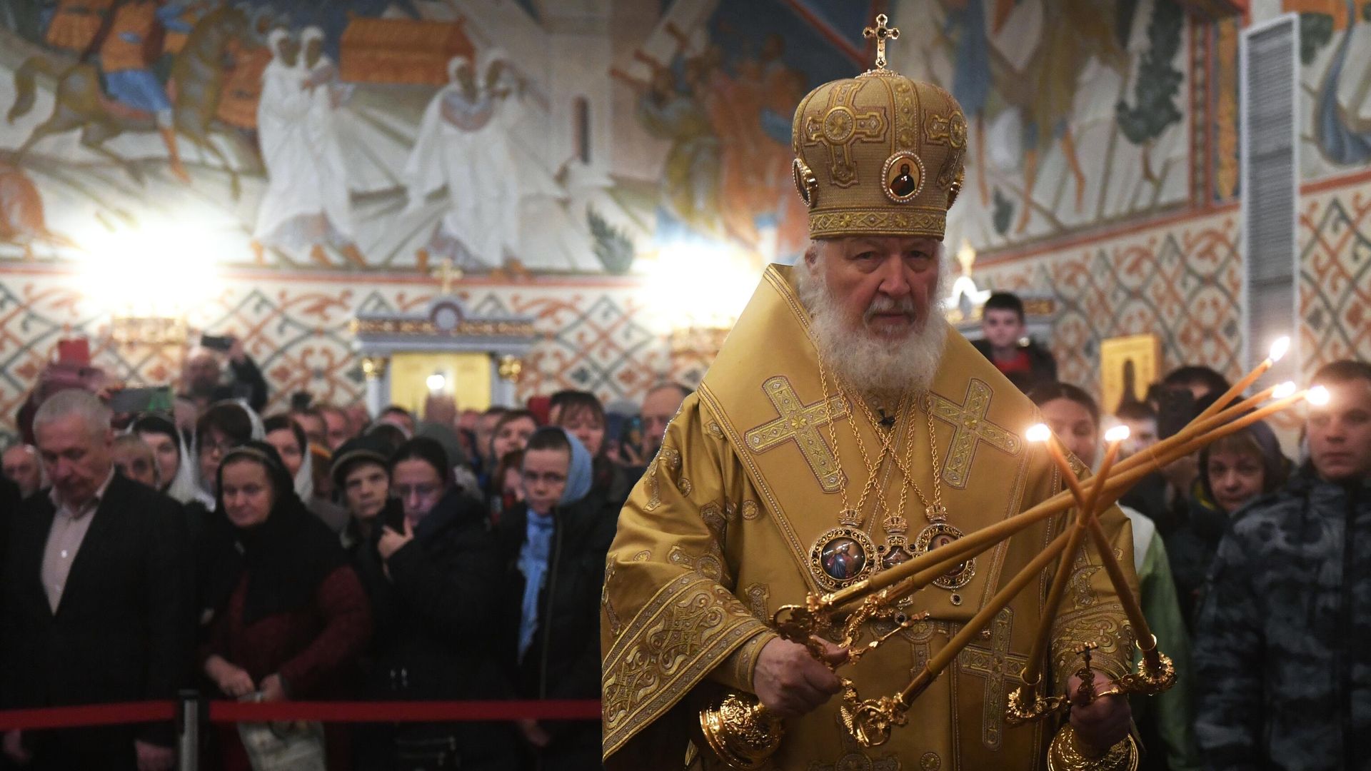 Патриарх Московский и всея Руси Кирилл совершает чин великого освящения храма Равноапостольного великого князя Владимира – главного храма Росгвардии в подмосковной Балашихе Патриарх Московский и всея Руси Кирилл совершает чин великого освящения храма Равноапостольного великого князя Владимира – главного храма Росгвардии в подмосковной Балашихе - РИА Новости, 1920, 06.11.2022