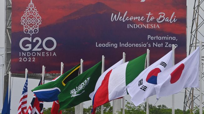 Флаги стран-членов G20 перед саммитом в Нуса-Дуа