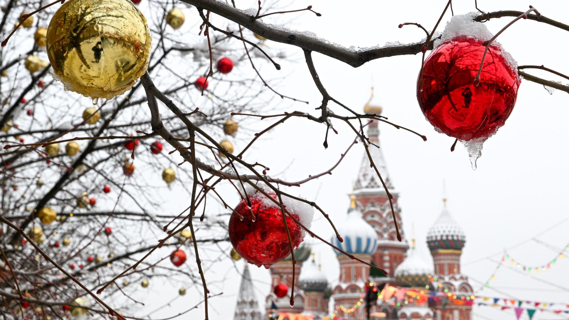 Новогодние украшения на Манежной площади в Москве Новогодние украшения на Манежной площади в Москве - РИА Новости, 1920, 11.12.2023