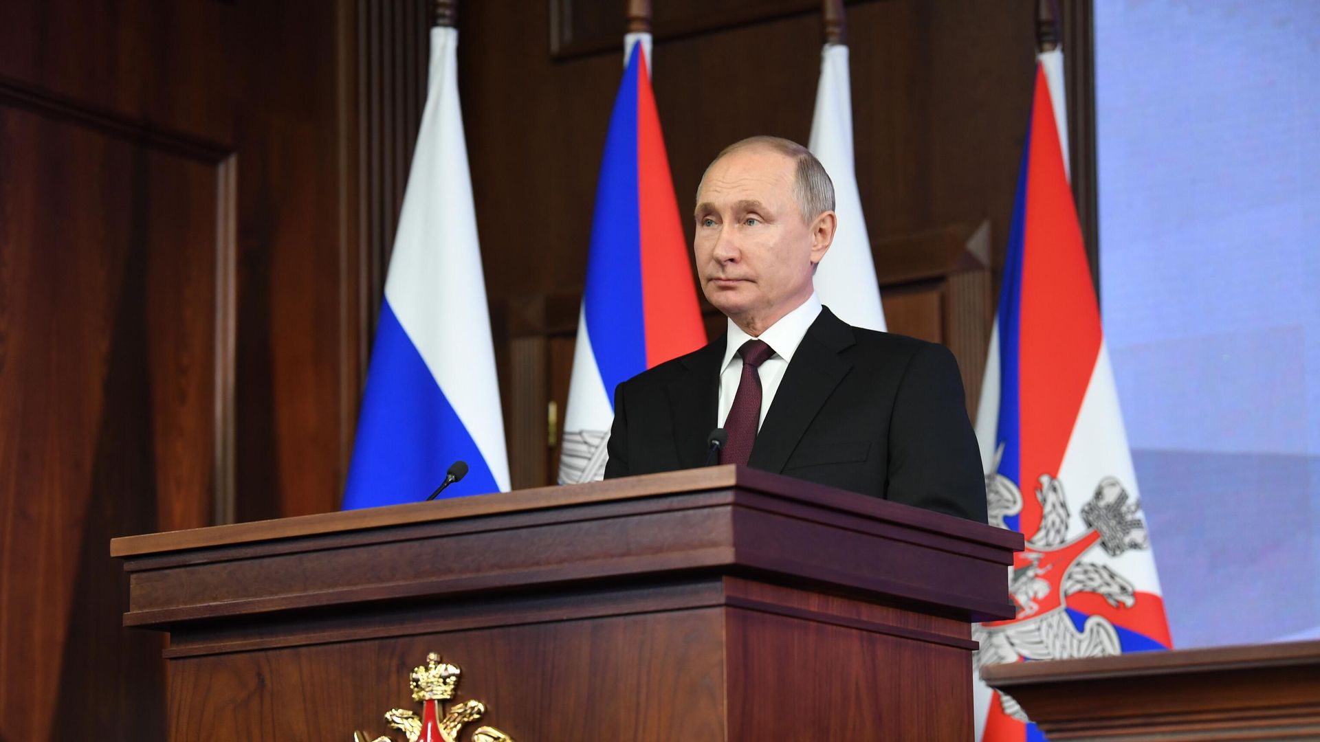 Президент России Владимир Путин выступает на расширенном заседании коллегии министерства обороны РФ Президент России Владимир Путин выступает на расширенном заседании коллегии министерства обороны РФ - РИА Новости, 1920, 19.12.2023