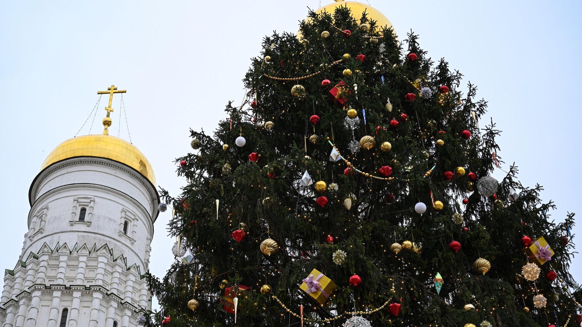 Главная новогодняя елка на Соборной площади московского Кремля Главная новогодняя елка на Соборной площади московского Кремля - РИА Новости, 1920, 27.02.2026