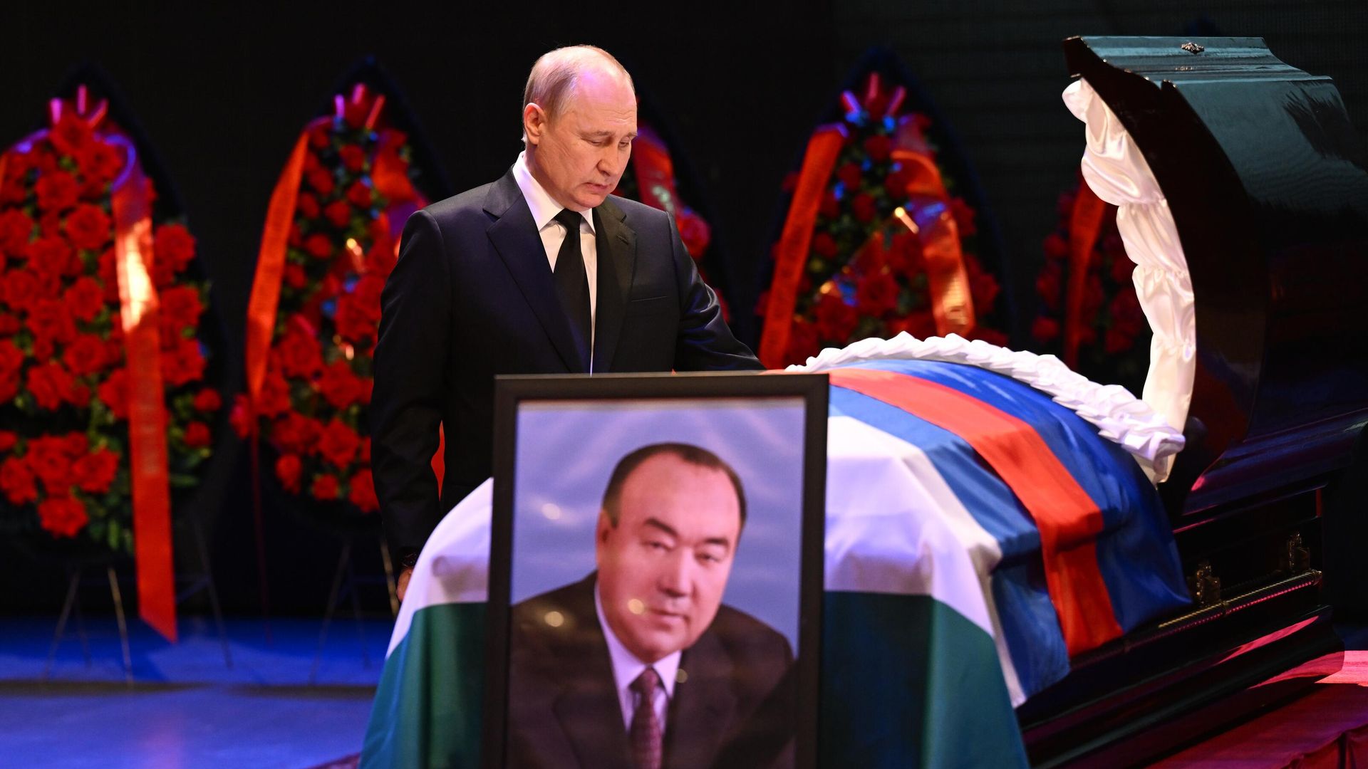 Президент РФ Владимир Путин на церемонии прощания с первым президентом Республики Башкортостан Муртазой Рахимовым. 13 января 2023 - РИА Новости, 1920, 13.01.2023