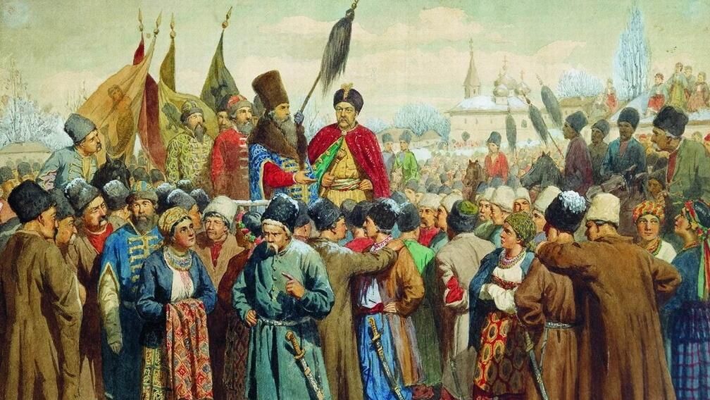 Картина Алексея Кившенко Переяславская рада. 1654 год. Воссоединение Украины. 1880 год Картина Алексея Кившенко Переяславская рада. 1654 год. Воссоединение Украины. 1880 год - РИА Новости, 1920, 08.01.2024
