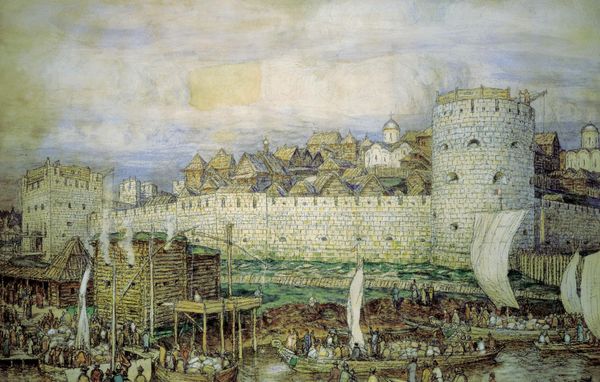А. М. Васнецов. Вероятный вид белокаменного Кремля Дмитрия Донского. Конец XIV века. А. М. Васнецов. Вероятный вид белокаменного Кремля Дмитрия Донского. Конец XIV века.