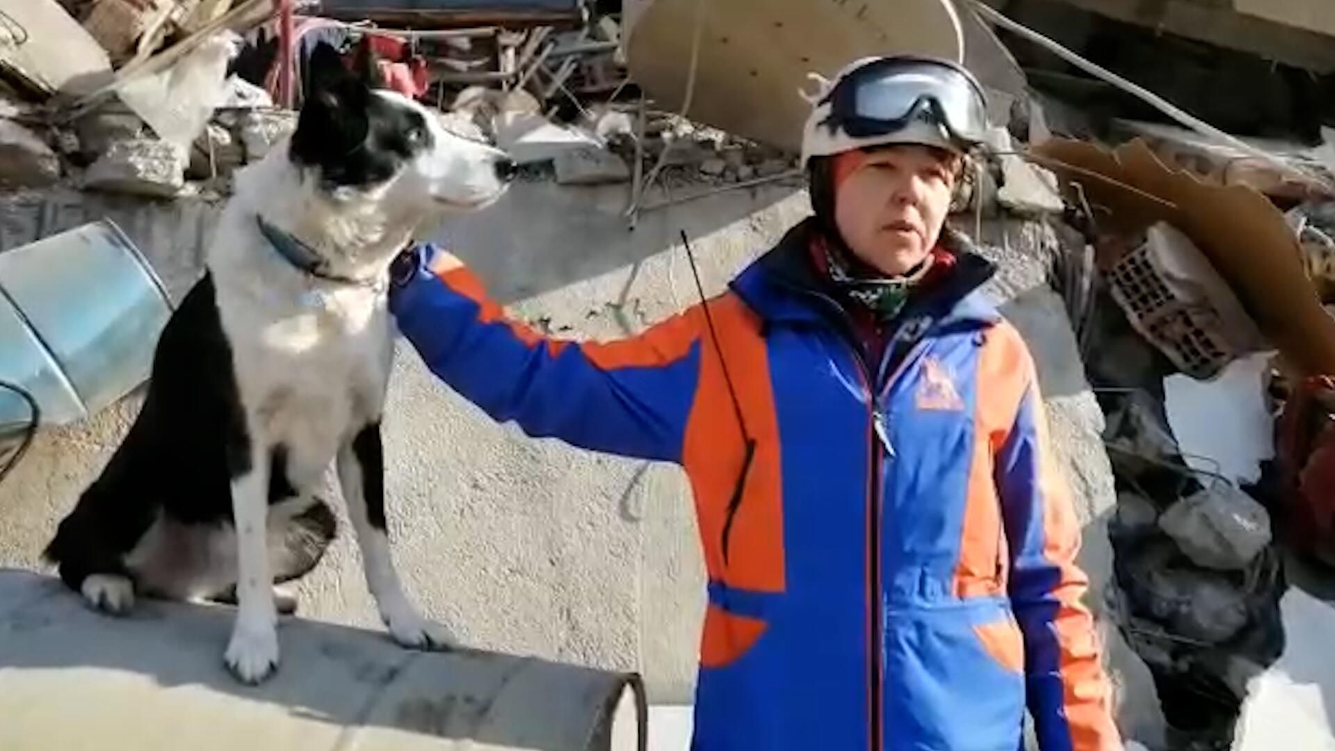 Собака, которая вместе с башкирскими спасателями нашла пятерых пострадавших Собака, которая вместе с башкирскими спасателями нашла пятерых пострадавших - РИА Новости, 1920, 13.02.2023