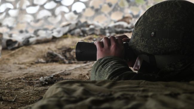 Военнослужащий ВС РФ на позициях в зоне проведения спецоперации