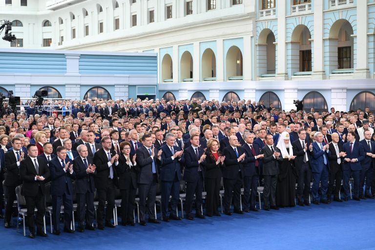 Участники ежегодного послания президента РФ Владимира Путина Федеральному собранию в Гостином дворе Участники ежегодного послания президента РФ Владимира Путина Федеральному собранию в Гостином дворе