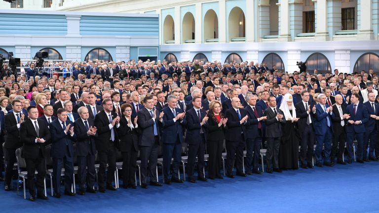 Участники ежегодного послания президента РФ Владимира Путина Федеральному собранию в Гостином дворе Участники ежегодного послания президента РФ Владимира Путина Федеральному собранию в Гостином дворе