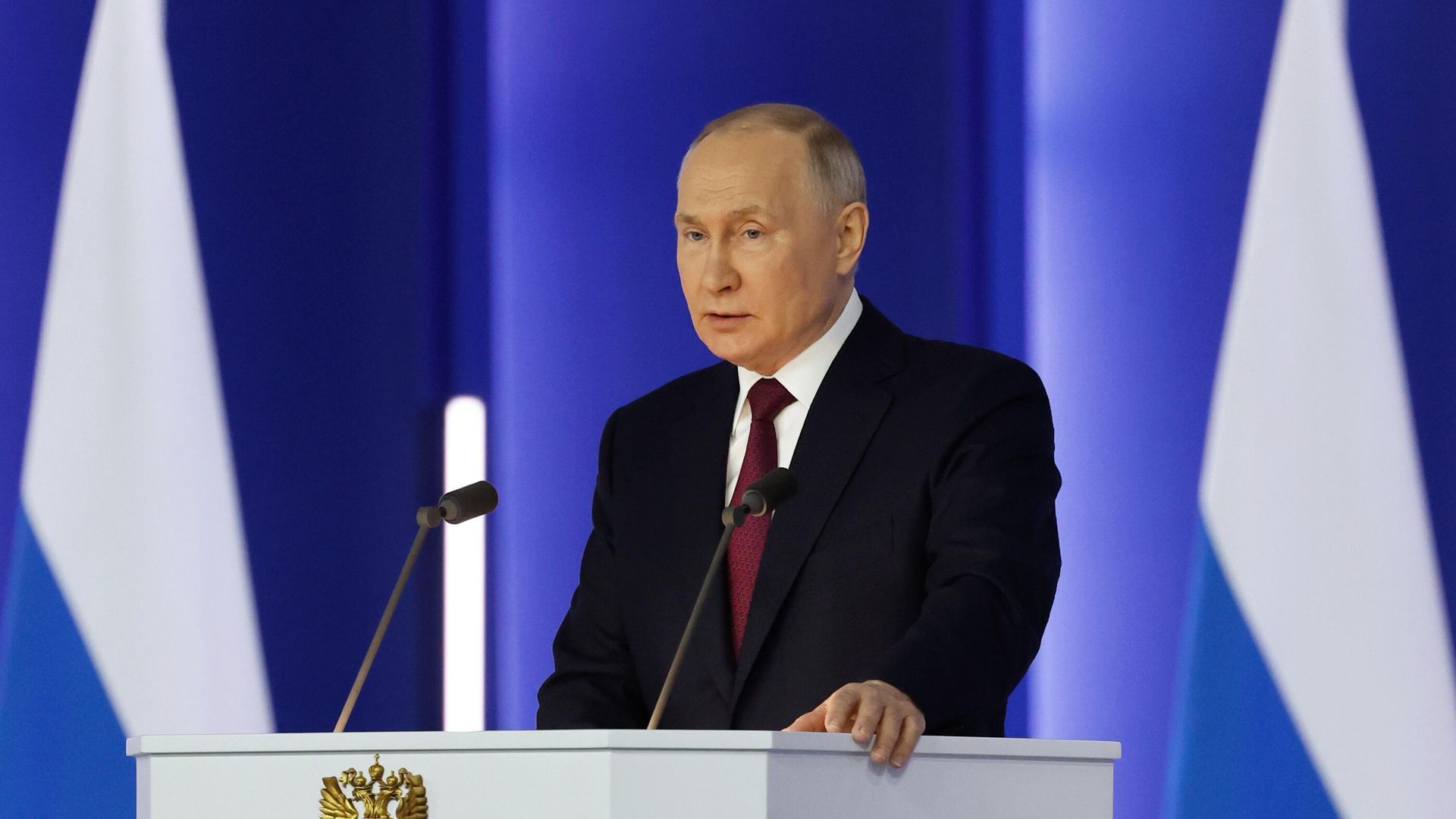 Президент России Владимир Путин выступает с ежегодным посланием Федеральному собранию Президент России Владимир Путин выступает с ежегодным посланием Федеральному собранию - РИА Новости, 1920, 21.02.2023