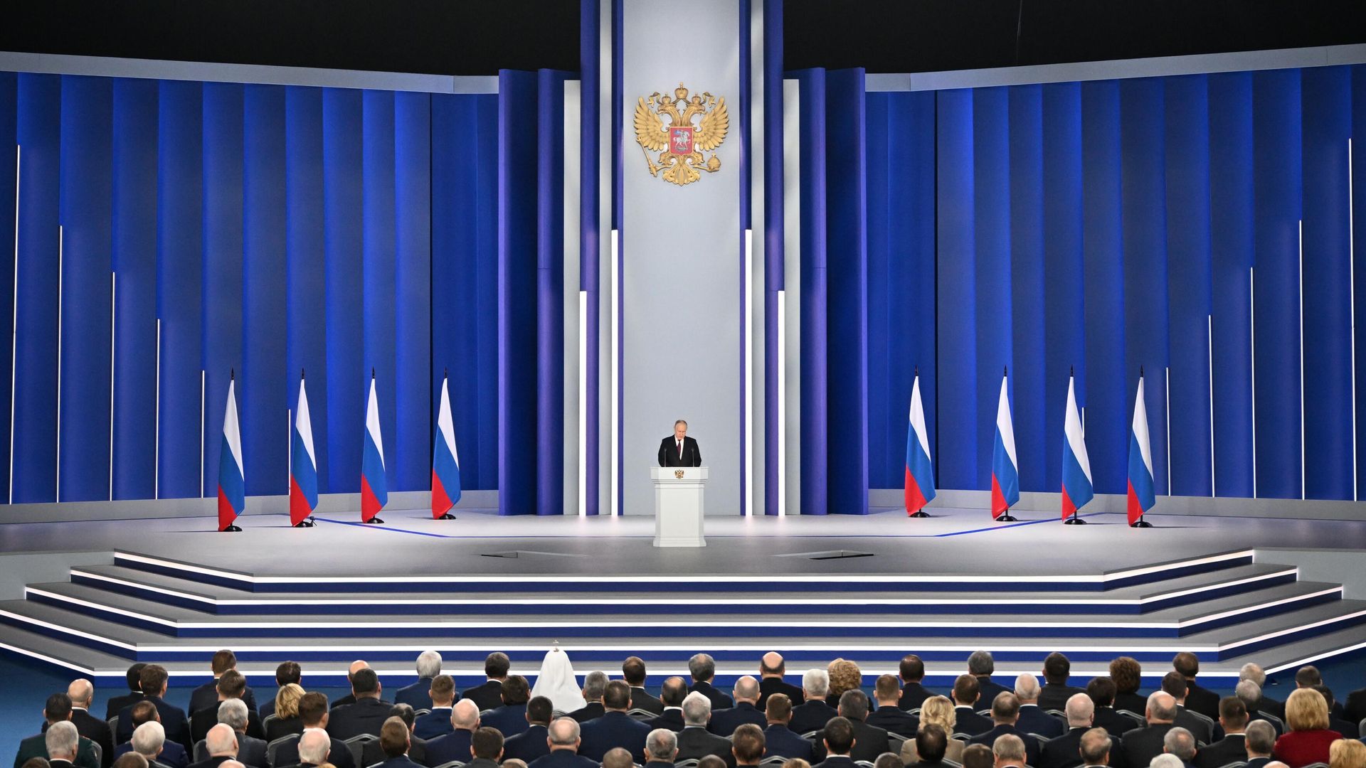 Президент РФ Владимир Путин выступает с ежегодным посланием Федеральному Собранию Президент РФ Владимир Путин выступает с ежегодным посланием Федеральному Собранию - РИА Новости, 1920, 21.02.2023