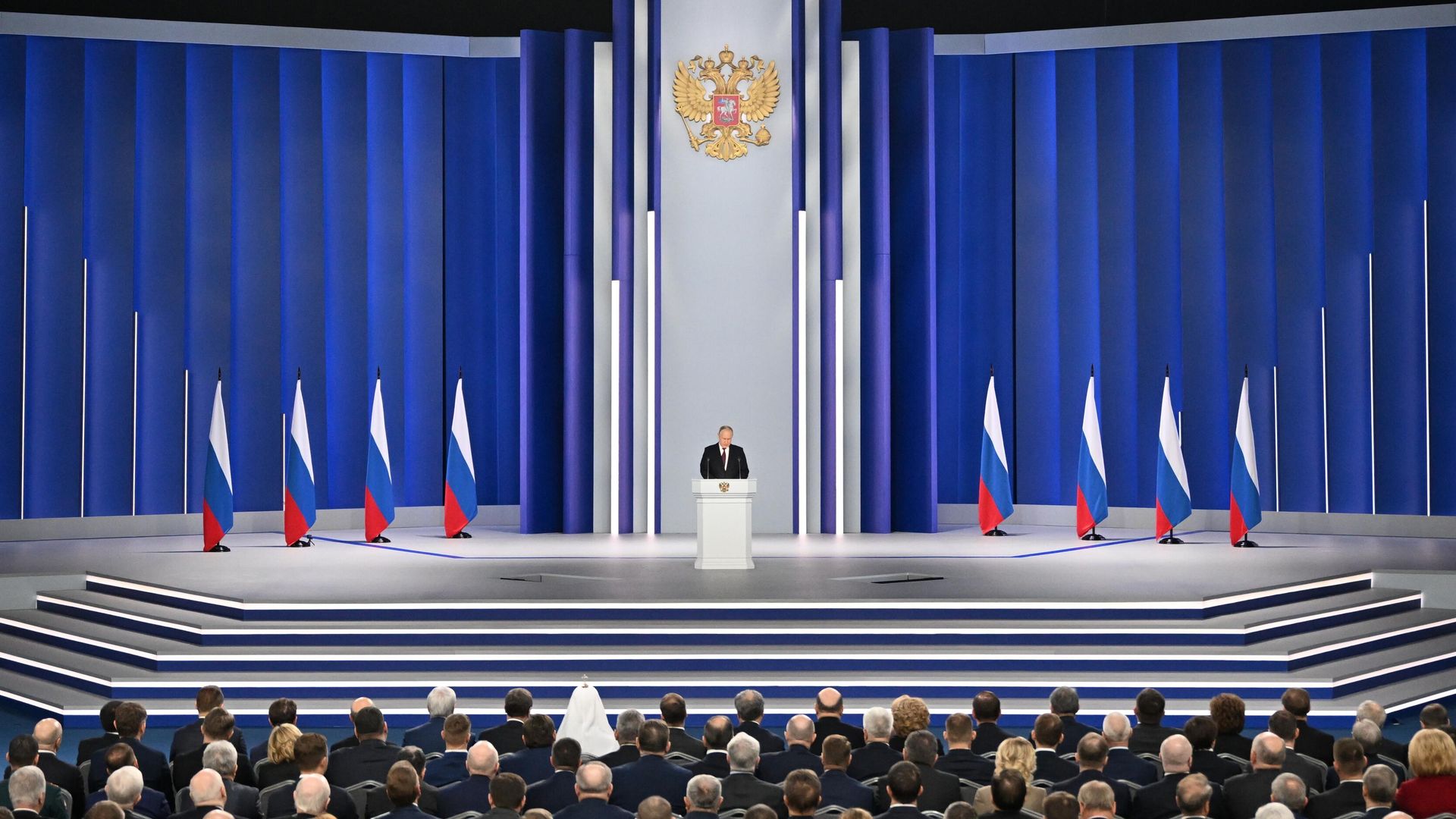 Президент РФ Владимир Путин выступает с ежегодным посланием Федеральному Собранию Президент РФ Владимир Путин выступает с ежегодным посланием Федеральному Собранию - РИА Новости, 1920, 21.02.2023