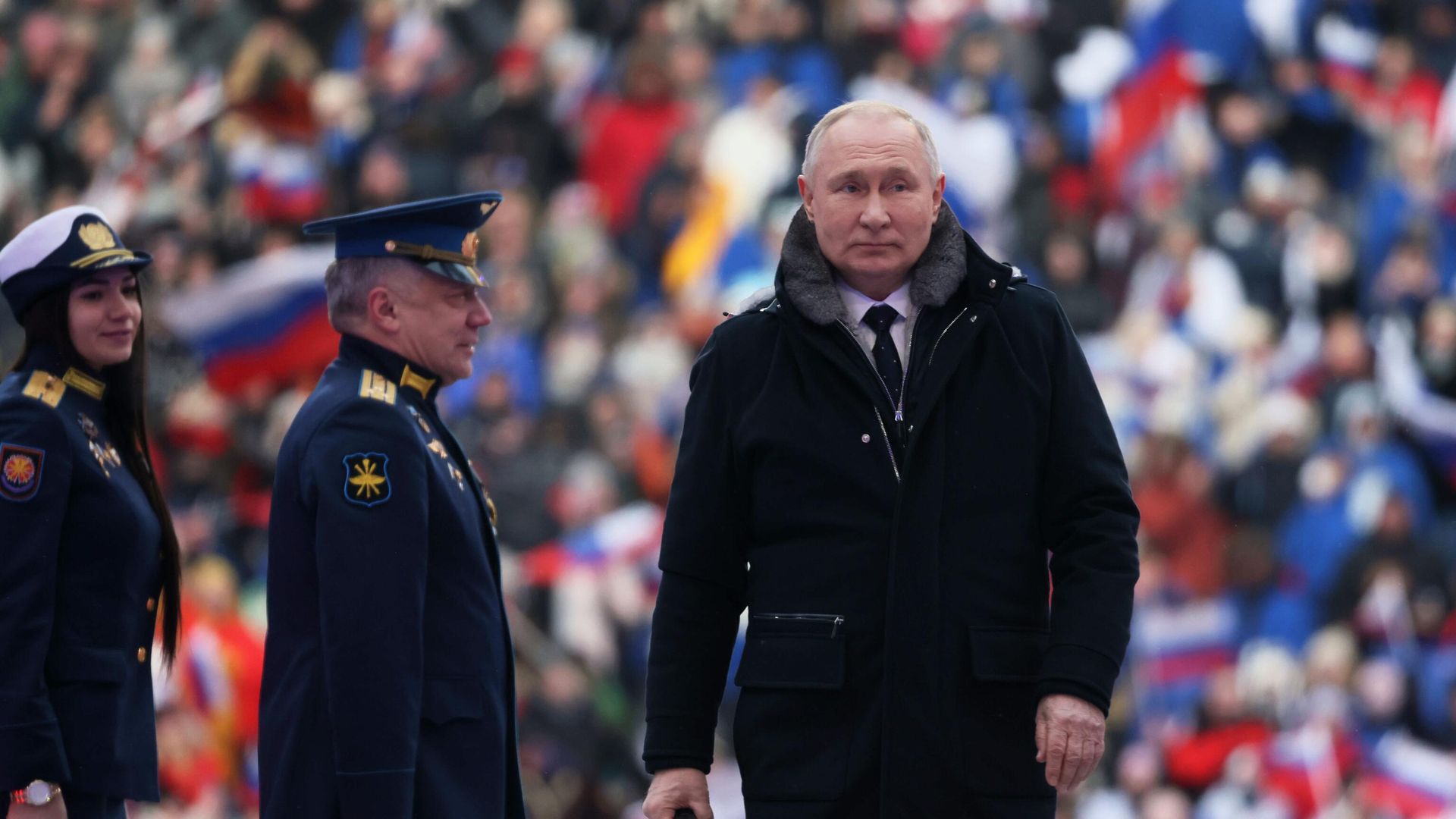 Президент России Владимир Путин на митинге-концерте Слава защитникам Отечества! Президент России Владимир Путин на митинге-концерте Слава защитникам Отечества! - РИА Новости, 1920, 31.03.2023