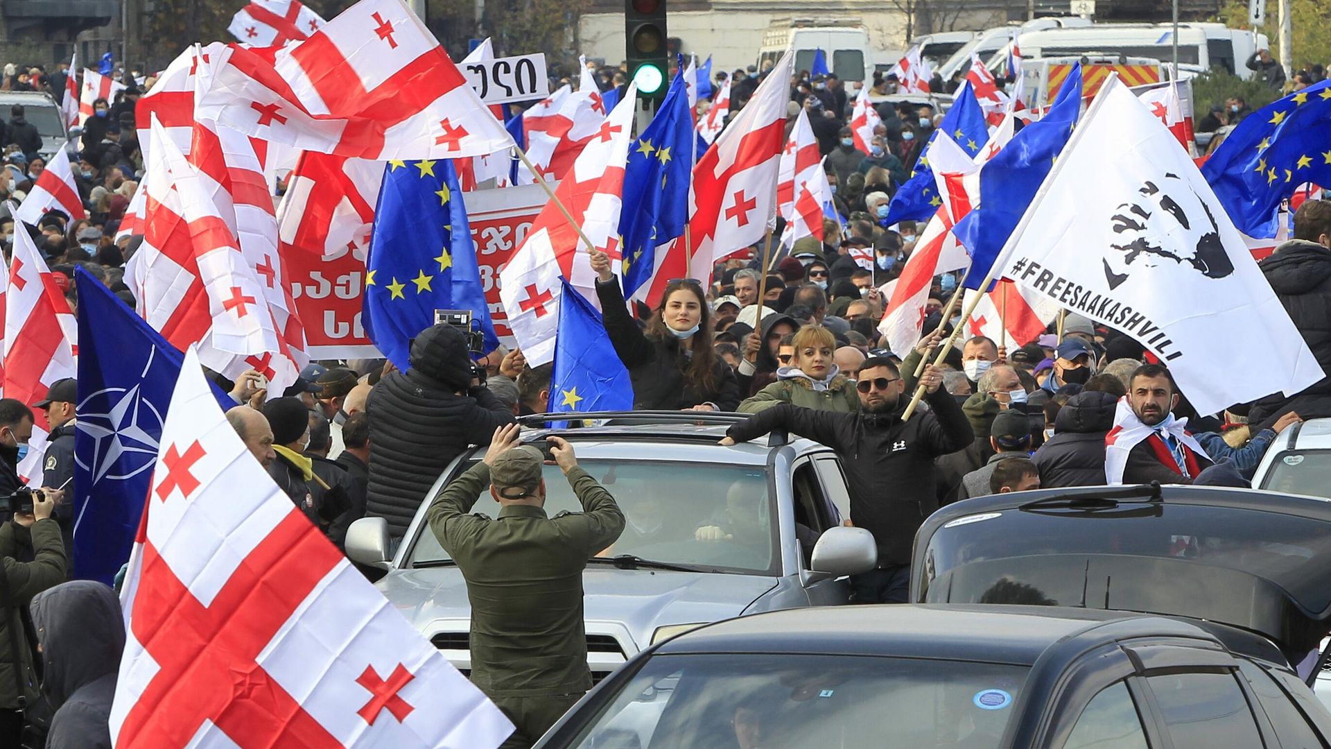 Участники акции протеста оппозиции в Тбилиси Участники акции протеста оппозиции в Тбилиси - РИА Новости, 1920, 08.03.2023