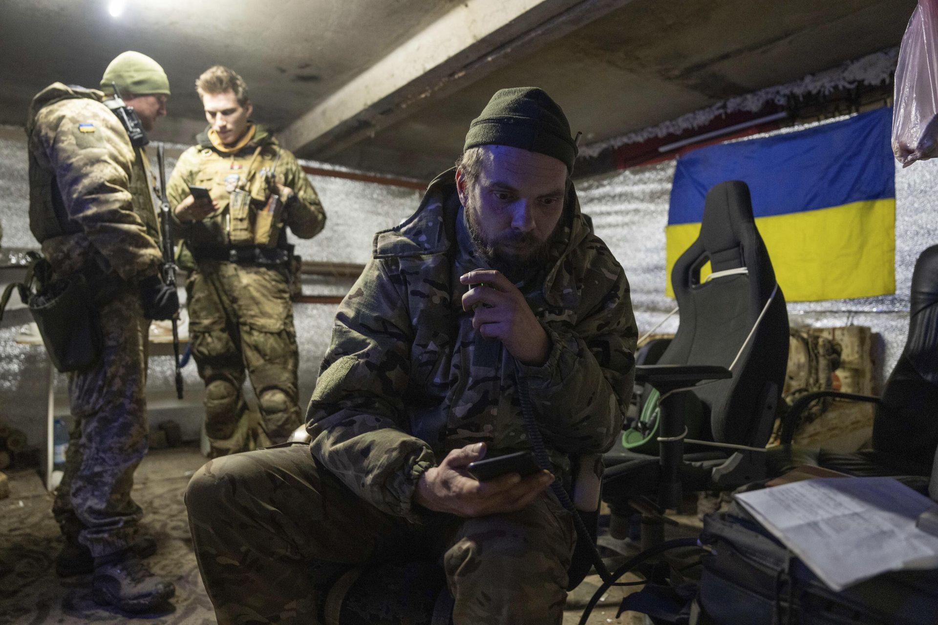 Украинские военнослужащие морской пехоты в укрытии в городе Угледар Украинские военнослужащие морской пехоты в укрытии в городе Угледар - РИА Новости, 1920, 04.10.2024