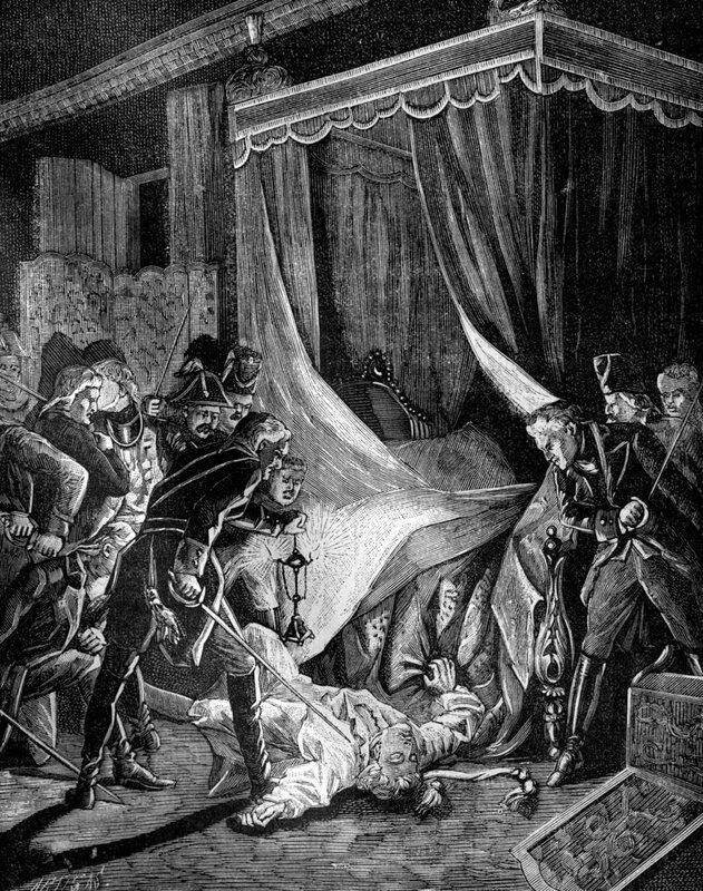Убийство императора Павла I. Французская гравюра, 1880-е годы Убийство императора Павла I. Французская гравюра, 1880-е годы - РИА Новости, 1920, 10.03.2023