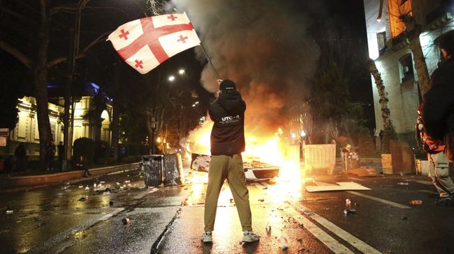 Участник митинга в Тбилиси