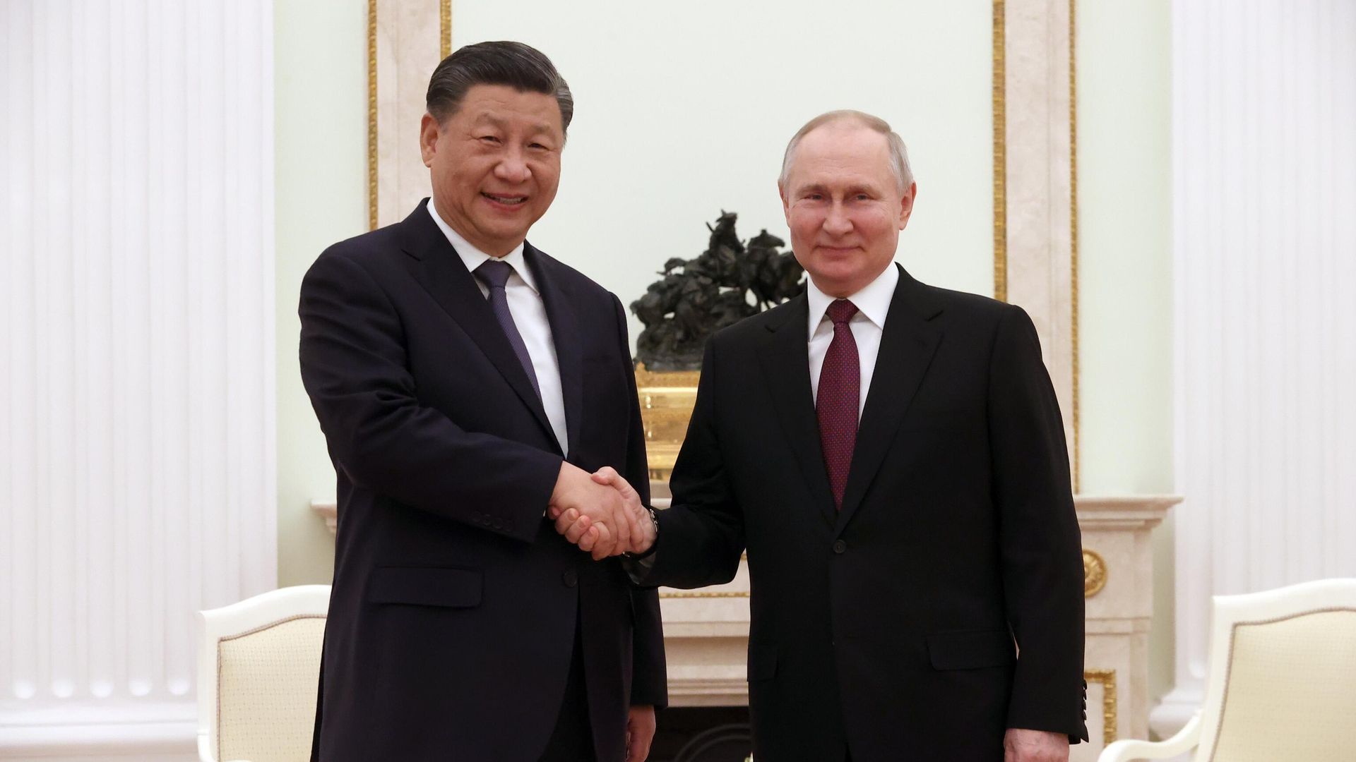 Президент России Владимир Путин и председатель Китайской Народной Республики Си Цзиньпин во время встречи - РИА Новости, 1920, 21.03.2023