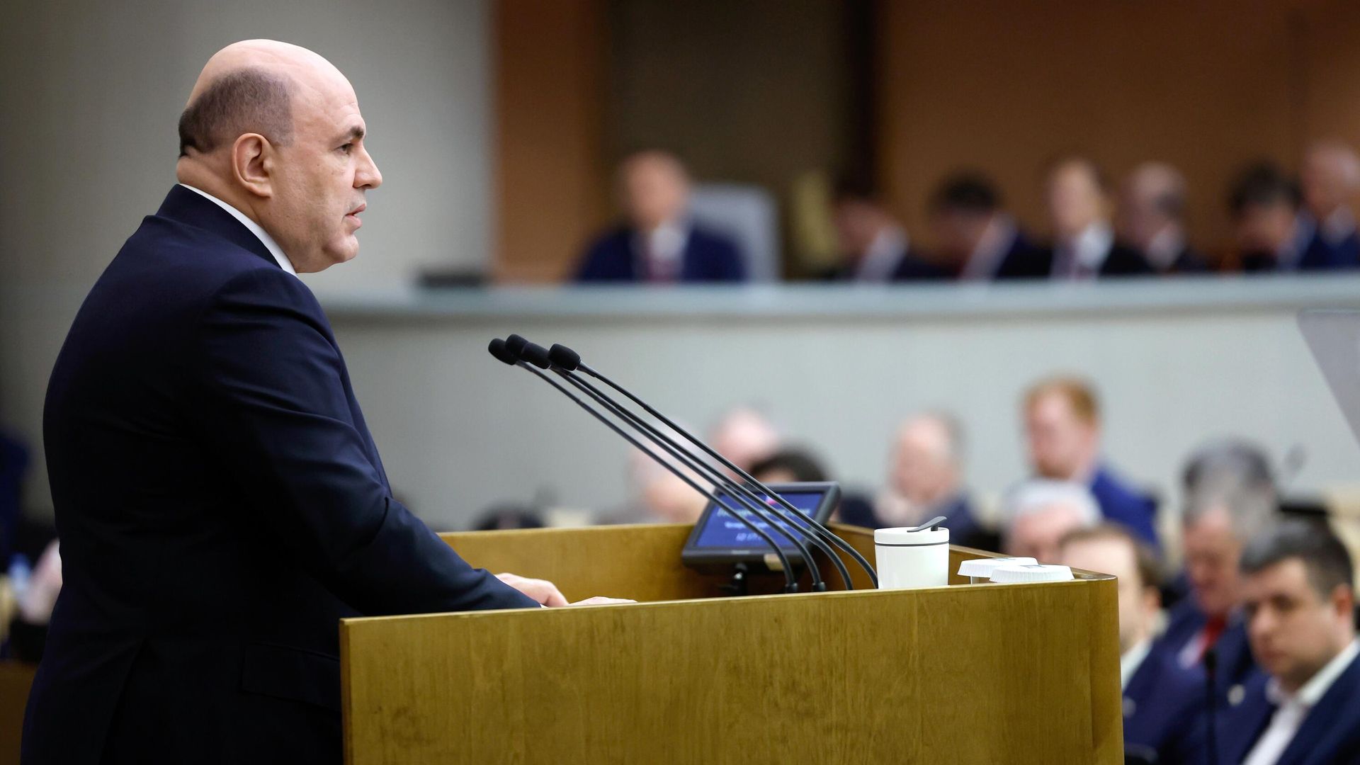 Председатель правительства РФ Михаил Мишустин выступает с ежегодным отчетом правительства РФ в Государственной Думе РФ Председатель правительства РФ Михаил Мишустин выступает с ежегодным отчетом правительства РФ в Государственной Думе РФ - РИА Новости, 1920, 18.04.2023