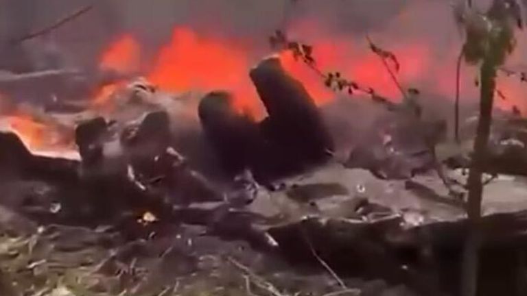 На месте падения вертолета Ми-8 в Брянской области На месте падения вертолета Ми-8 в Брянской области