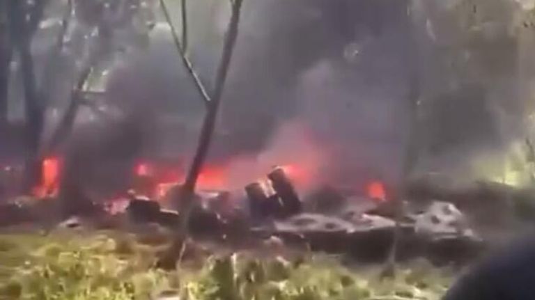 На месте падения вертолета Ми-8 в Брянской области На месте падения вертолета Ми-8 в Брянской области