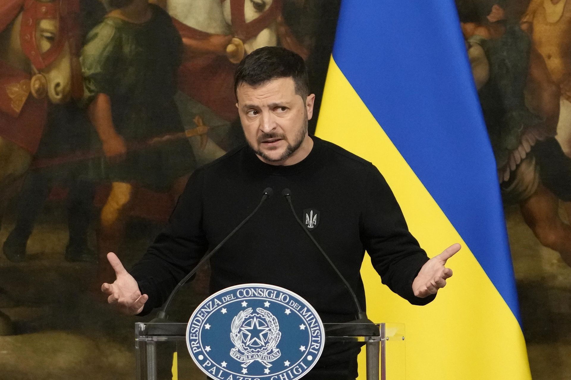 Президент Украины Владимир Зеленский во время пресс-конференции в Риме, Италия Президент Украины Владимир Зеленский во время пресс-конференции в Риме, Италия - РИА Новости, 1920, 17.05.2023