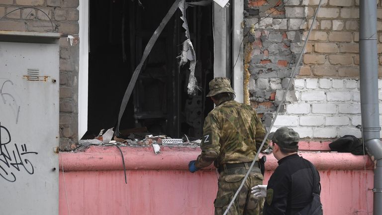 Место взрыва в Луганске Место взрыва в Луганске