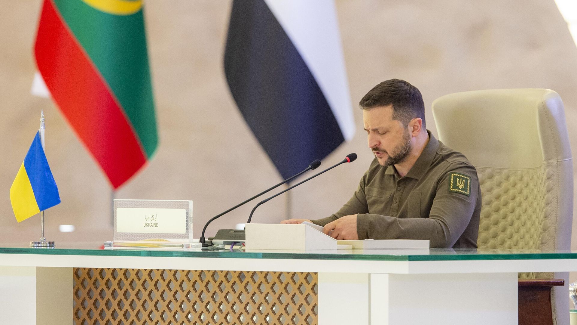 Президент Украины Владимир Зеленский выступает во время саммита Лиги арабских государств (ЛАГ) в Джидде - РИА Новости, 1920, 22.05.2023