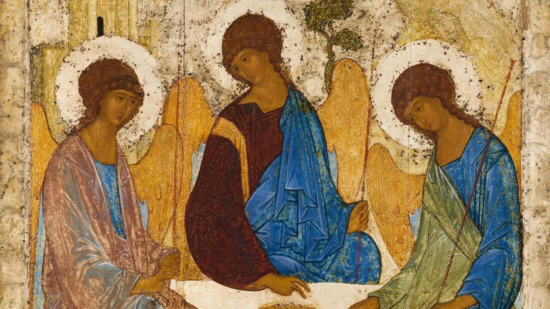 Рублев Андрей. Святая Троица. 1425-1427 Рублев Андрей. Святая Троица. 1425-1427 - РИА Новости, 1920, 21.06.2023