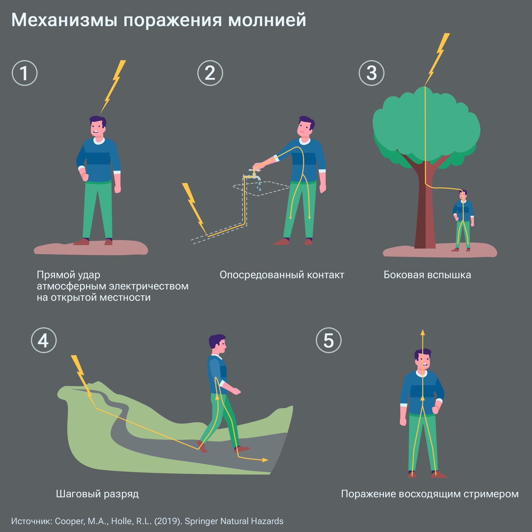 Механизмы поражения молнией
