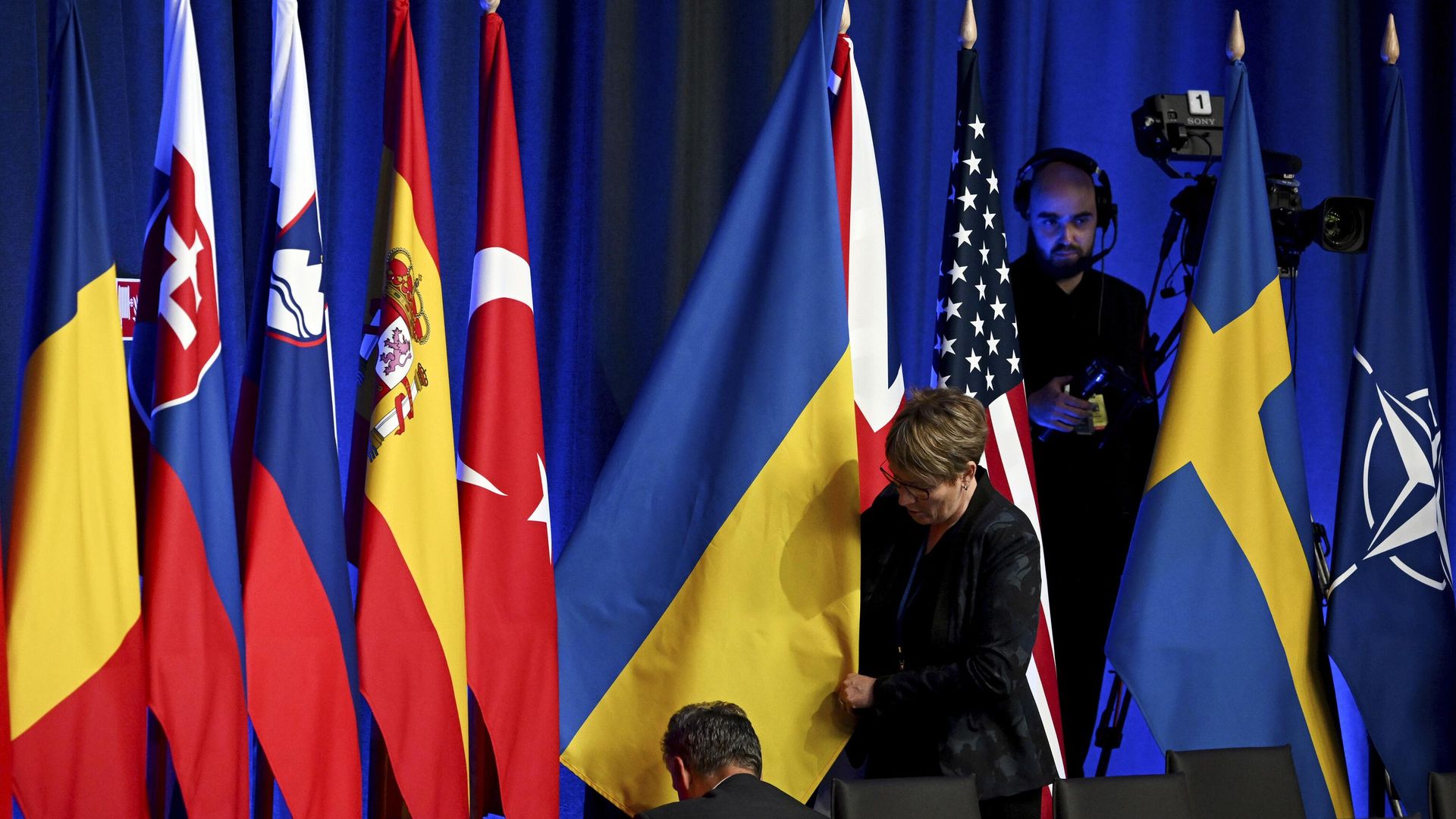 Флаг Украины во время саммита НАТО в Вильнюсе Флаг Украины во время саммита НАТО в Вильнюсе - РИА Новости, 1920, 15.07.2023