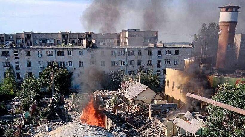 Обстрел района со стороны ВСУ, где находился дом мэра Алешек Обстрел района со стороны ВСУ, где находился дом мэра Алешек - РИА Новости, 1920, 23.07.2023