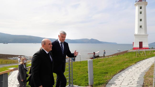 Парк Маяк в Магадане. Рабочая поездка премьера РФ М. Мишустина в ДФО в 2020 г.