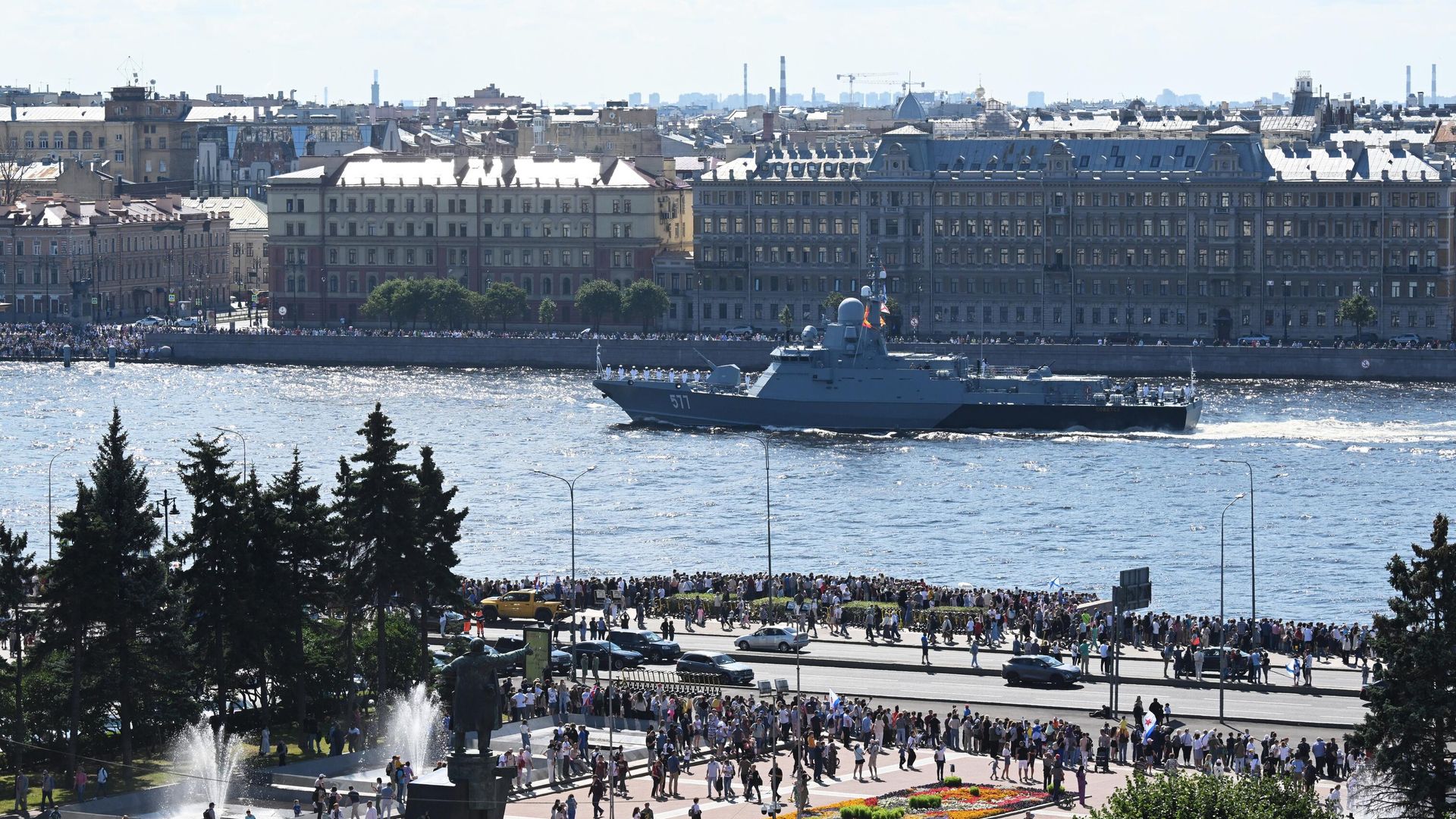 Малый ракетный корабль Советск на Главном военно-морском параде в честь Дня ВМФ РФ в Санкт-Петербурге - РИА Новости, 1920, 30.07.2023