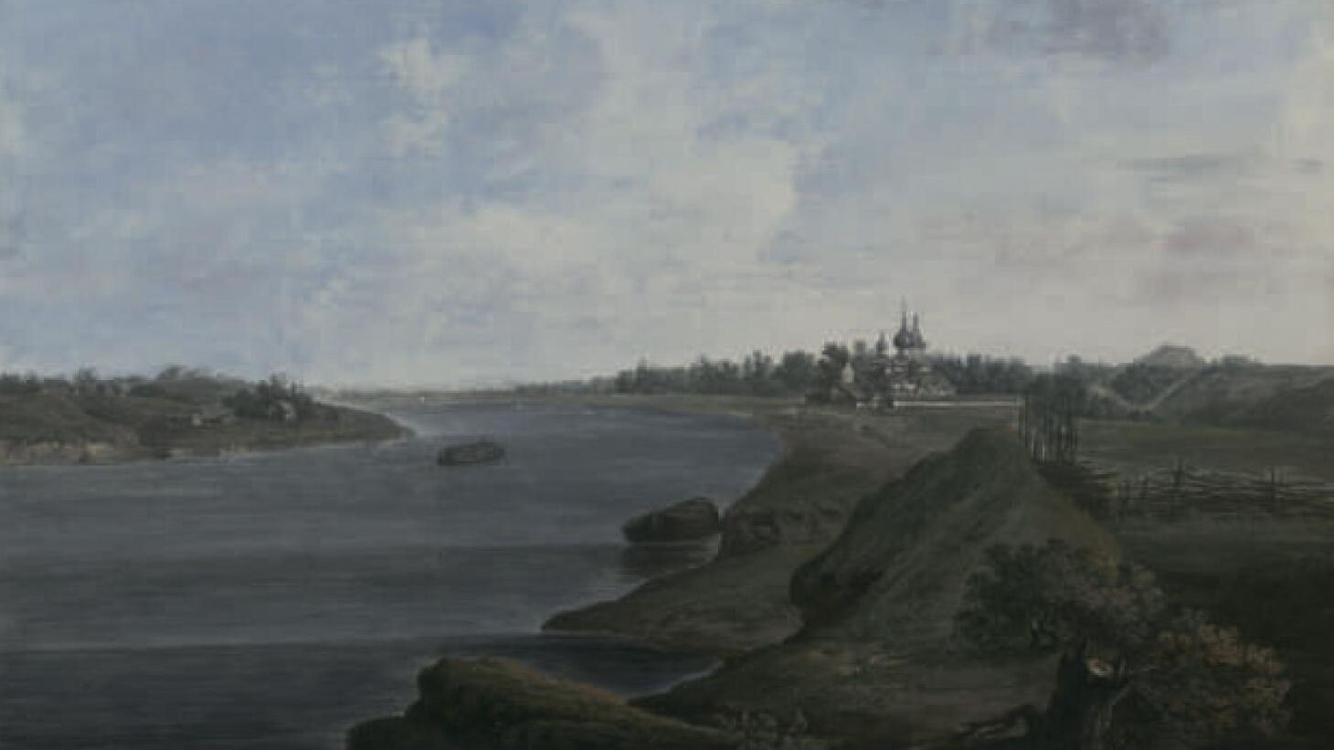 Д. И. Иванов. Вид Николаевского монастыря из Каменной крепости. 1809 г.
(на первом плане — восточный бастион Земляного городища, справа на дальнем плане — сопка в урочище Победище) Д. И. Иванов. Вид Николаевского монастыря из Каменной крепости. 1809 г.
(на первом плане — восточный бастион Земляного городища, справа на дальнем плане — сопка в урочище Победище) - РИА Новости, 1920, 15.08.2023