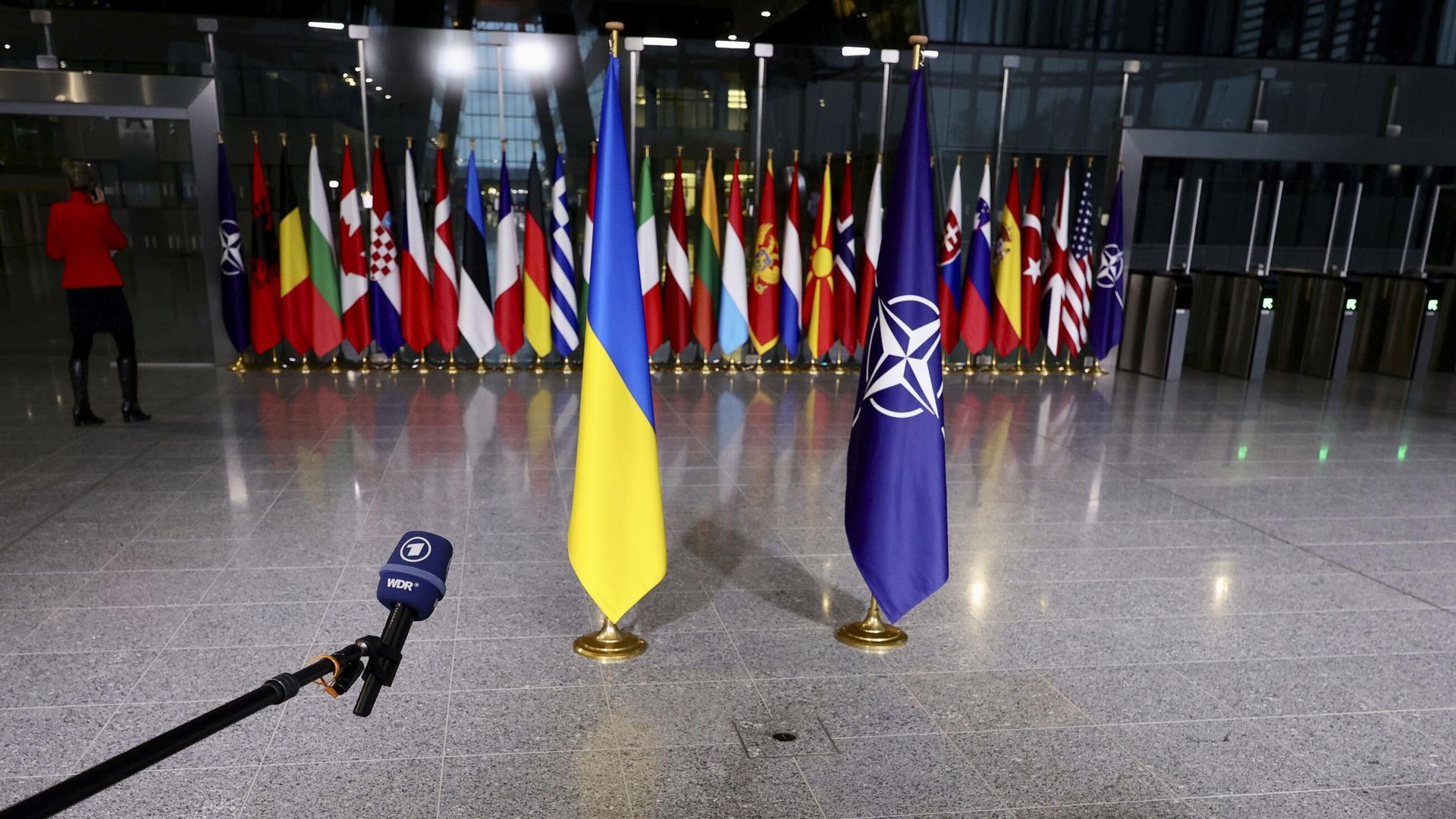 Флаги Украины и НАТО в штаб-квартире организации в Брюсселе Флаги Украины и НАТО в штаб-квартире организации в Брюсселе - РИА Новости, 1920, 05.04.2024