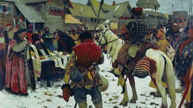 С. Иванов. Смотр служилых людей (XVI—XVII вв.), 1907 год С. Иванов. Смотр служилых людей (XVI—XVII вв.), 1907 год